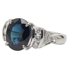 Pt850 プラチナ サファイア3.75ct ダイヤ0.39ct ジュエリーマキ リング 指輪 レディース 11.5号 【中古】
