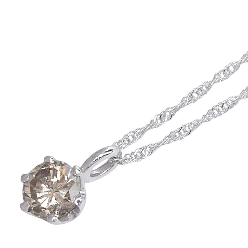K18WG ホワイトゴールド ダイヤ0.30ct ペンダント ネックレス レディース 【中古】