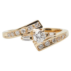 K18YG イエローゴールド ダイヤ0.263ct ダイヤ0.20ct リング 指輪 レディース 10.5号 【中古】