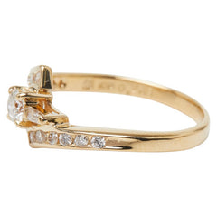 K18YG イエローゴールド ダイヤ0.263ct ダイヤ0.20ct リング 指輪 レディース 10.5号 【中古】