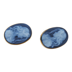 K18YG イエローゴールド メノウカメオ13×18mm ピアス レディース 【中古】