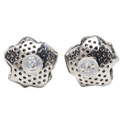K18WG ホワイトゴールド ダイヤ0.44ct ブラックダイヤ0.88ct フラワーモチーフ ピアス レディース 【中古】
