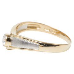 K18YG イエローゴールド Pt プラチナ 金ベースコンビ ダイヤ0.25ct リング 指輪 レディース 19号 【中古】