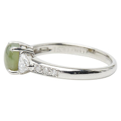 Pt900 プラチナ クリソベリルキャッツアイ1.530ct ダイヤ0.47ct リング 指輪 レディース 11.5号 【中古】