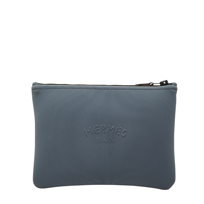 エルメス ネオバンPM ポーチ グレー コットン ポリアミド レディース HERMES 【中古】