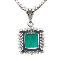 Pt850 プラチナ エメラルド1.09ct ダイヤ0.25ct ペンダント ネックレス レディース 【中古】