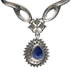 Pt900 プラチナ Pt850 プラチナ サファイア1.11ct ダイヤ0.35ct ネックレス レディース 【中古】