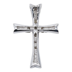 K18WG ホワイトゴールド ダイヤ0.30ct クロスモチーフ ペンダントトップ ネックレス レディース 【中古】