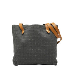 エルメス アメダバ カバ ドゥ ポッシュ ショルダーバッグ トートバッグ グレー ブラウン キャンバス レザー レディース HERMES 【中古】