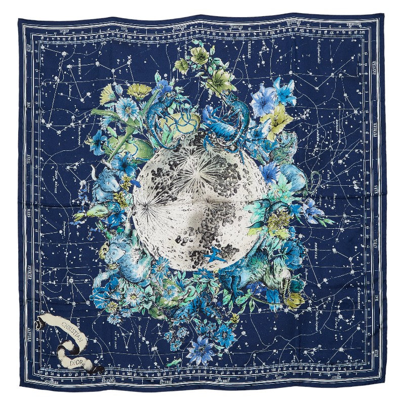 ディオール Dior Zodiac ゾディアック スカーフ ネイビー マルチカラー シルク レディース Dior 【中古】