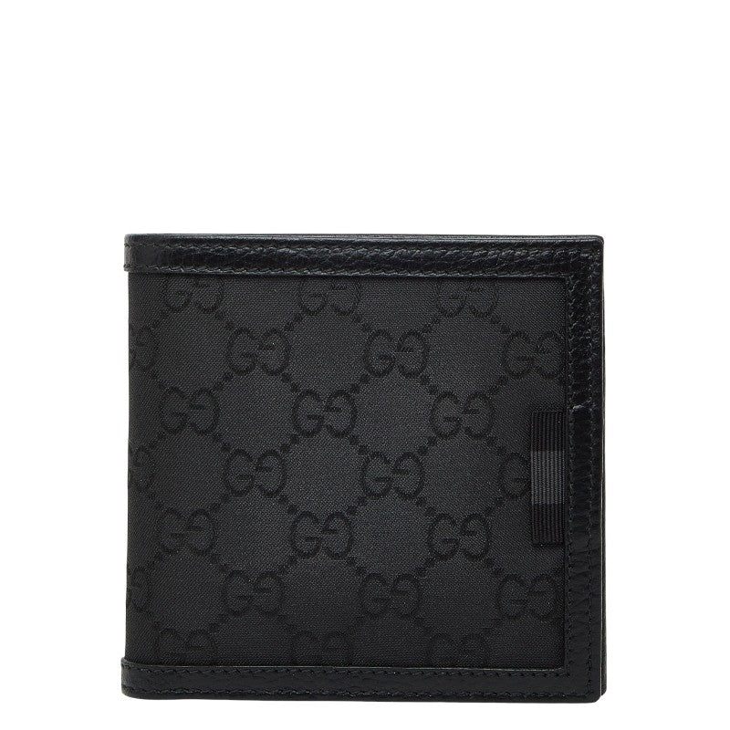 グッチ GGナイロン 二つ折り財布 150413 ブラック ナイロン レザー メンズ GUCCI 【中古】