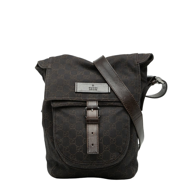 グッチ GGキャンバス ショルダーバッグ 101654 ブラウン キャンバス レザー レディース GUCCI 【中古】