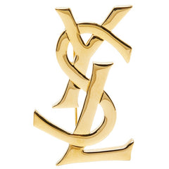 サンローラン YSLロゴ ブローチ ゴールド メッキ レディース SAINT LAURENT 【中古】