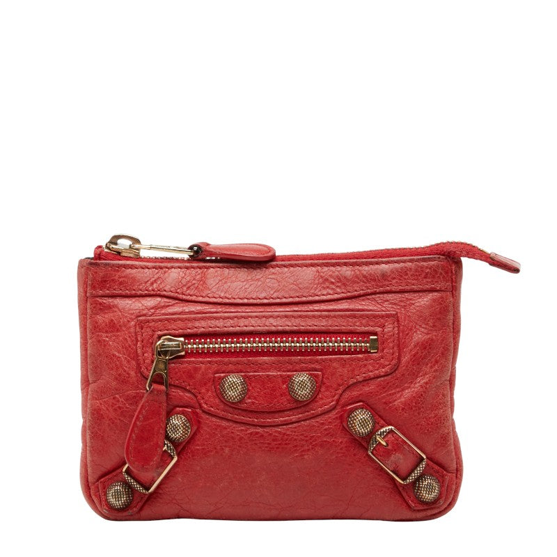 バレンシアガ ジャイアント ポーチ 小物入れ 272440 レッド レザー レディース BALENCIAGA 【中古】