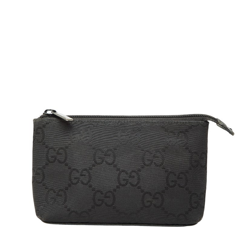 グッチ GGナイロン ポーチ 小物入れ 039 0851 0592 ブラック ナイロン レザー レディース GUCCI 【中古】