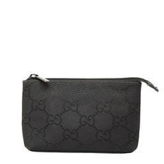 グッチ GGナイロン ポーチ 小物入れ 039 0851 0592 ブラック ナイロン レザー レディース GUCCI 【中古】