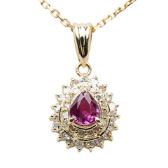 K18YG イエローゴールド ルビー0.19ct ダイヤ ネックレス レディース 【中古】