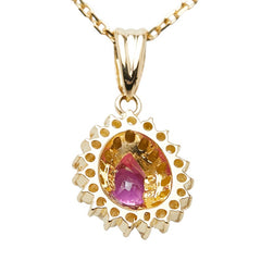 K18YG イエローゴールド ルビー0.19ct ダイヤ ネックレス レディース 【中古】