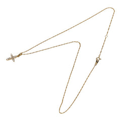 K18YG イエローゴールド ダイヤ0.20ct クロスモチーフ ネックレス レディース 【中古】