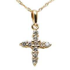 K18YG イエローゴールド ダイヤ0.20ct クロスモチーフ ネックレス レディース 【中古】