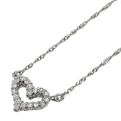 K18WG ホワイトゴールド ダイヤ0.15ct ハートモチーフ ネックレス レディース 【中古】