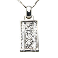 K14WG ホワイトゴールド ダイヤ0.15ct プレートモチーフ ネックレス レディース 【中古】