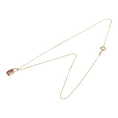 K18YG イエローゴールド ピンクトルマリン0.80ct ダイヤ0.10ct ネックレス レディース 【中古】