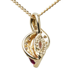 K18YG イエローゴールド ピンクトルマリン0.80ct ダイヤ0.10ct ネックレス レディース 【中古】