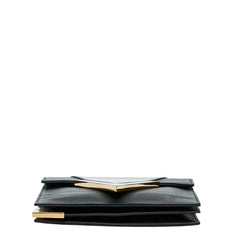 ヴェルサーチェ Vロゴ クラッチバッグ ブラック レザー レディース VERSACE 【中古】