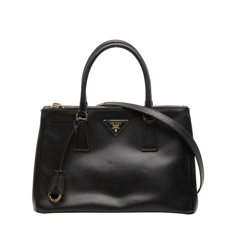 プラダ ガレリア ハンドバッグ ショルダーバッグ 2WAY ブラック サフィアーノレザー レディース PRADA 【中古】