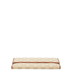 グッチ GGキャンバス ロングウォレット 長財布 257303 ベージュ ブラウン キャンバス レザー レディース GUCCI 【中古】
