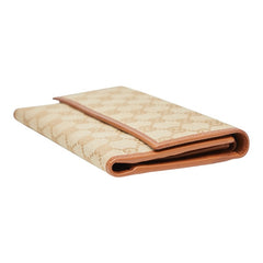 グッチ GGキャンバス ロングウォレット 長財布 257303 ベージュ ブラウン キャンバス レザー レディース GUCCI 【中古】