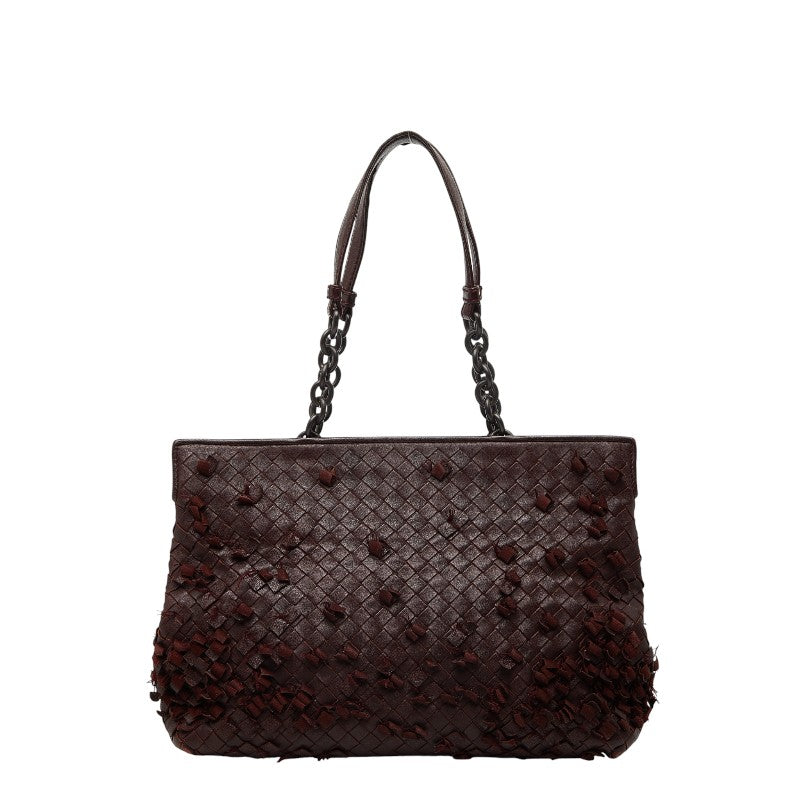 ボッテガヴェネタ イントレチャート チェーン ハンドバッグ トートバッグ ブラウン レザー レディース BOTTEGAVENETA 【中古】