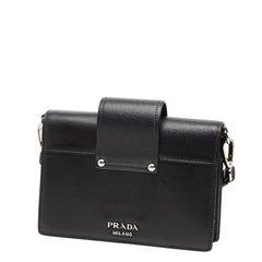 プラダ 斜め掛け ショルダーバッグ ブラック ピンク レザー レディース PRADA 中古