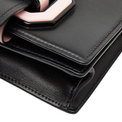 プラダ 斜め掛け ショルダーバッグ ブラック ピンク レザー レディース PRADA 中古