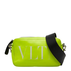 ヴァレンティノ VLTNロゴ ロックスタッズ 斜め掛け ショルダーバッグ イエロー レザー レディース VALENTINO 【中古】