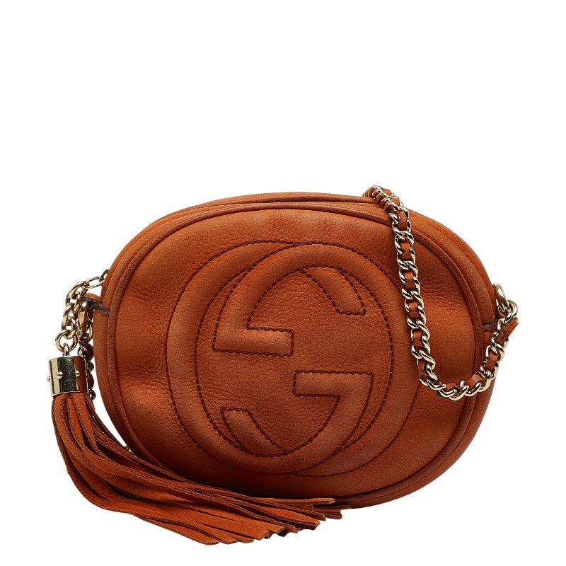 グッチ インターロッキングG ソーホー タッセル チェーン ショルダーバッグ 353965 ブラウン スウェード レディース GUCCI 【中古】