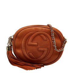 グッチ インターロッキングG ソーホー タッセル チェーン ショルダーバッグ 353965 ブラウン スウェード レディース GUCCI 【中古】