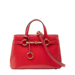 グッチ ホースビット ハンドバッグ ショルダーバッグ 2WAY 371925 レッド パテントレザー レディース GUCCI 【中古】