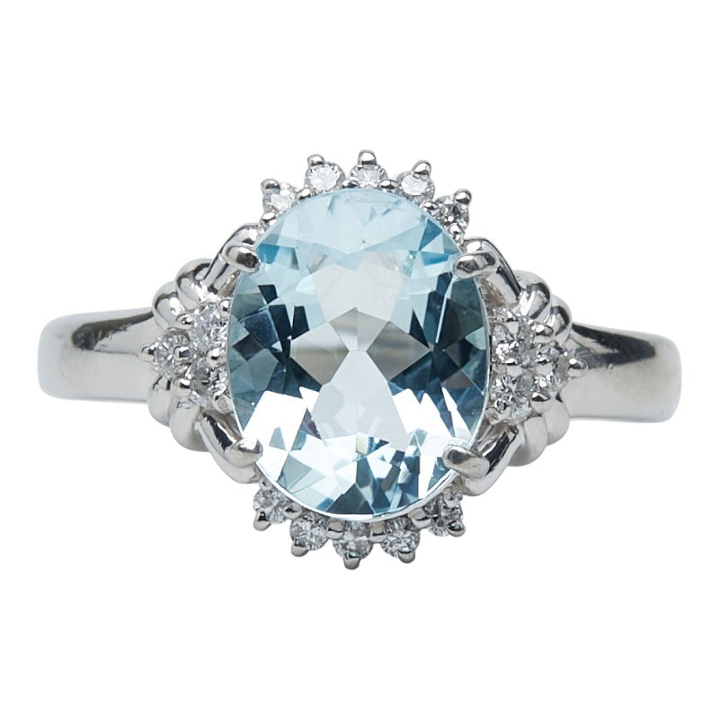 Pt900 プラチナ アクアマリン2.09ct ダイヤ0.18ct リング 指輪 レディース 13.5号 【中古】