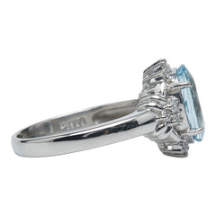 Pt900 プラチナ アクアマリン2.09ct ダイヤ0.18ct リング 指輪 レディース 13.5号 【中古】