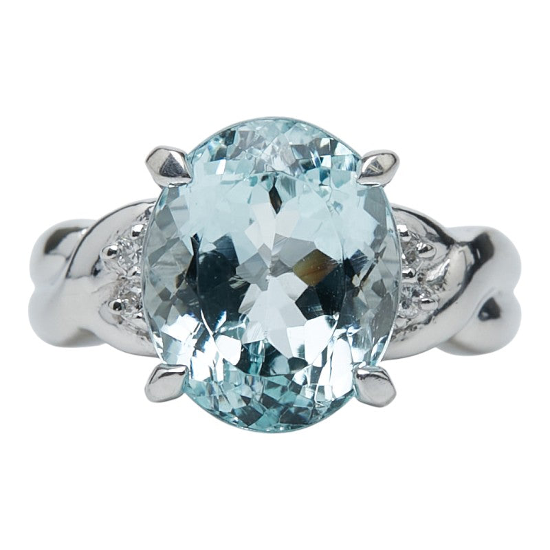 Pt900 プラチナ アクアマリン4.78ct ダイヤ0.06ct リング 指輪 レディース 10.5号 【中古】