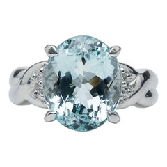 Pt900 プラチナ アクアマリン4.78ct ダイヤ0.06ct リング 指輪 レディース 10.5号 【中古】