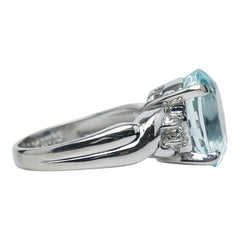 Pt900 プラチナ アクアマリン4.78ct ダイヤ0.06ct リング 指輪 レディース 10.5号 【中古】