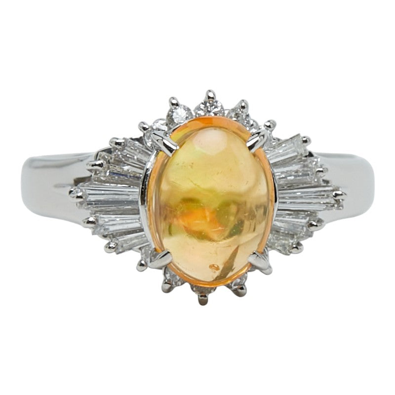 Pt900 プラチナ ファイアオパール1.04ct ダイヤ0.41ct リング 指輪 レディース 10号 【中古】