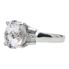 Pt900 プラチナ クンツアイト3.93ct ダイヤ0.26ct リング 指輪 レディース 12号 【中古】