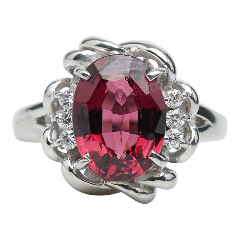 Pt900 プラチナ ガーネット2.68ct ダイヤ0.10ct リング 指輪 レディース 6号 【中古】
