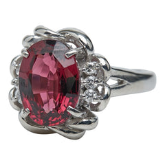 Pt900 プラチナ ガーネット2.68ct ダイヤ0.10ct リング 指輪 レディース 6号 【中古】
