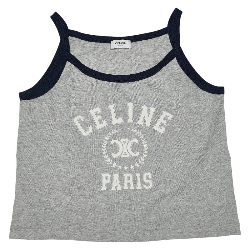 セリーヌ トリオンフ コットンジャージータンクトップ サイズS グレー ネイビー コットン レディース CELINE 【中古】