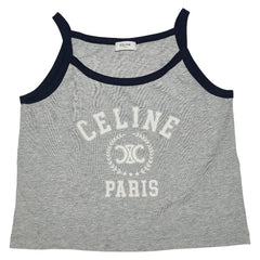 セリーヌ トリオンフ コットンジャージータンクトップ サイズS グレー ネイビー コットン レディース CELINE 【中古】
